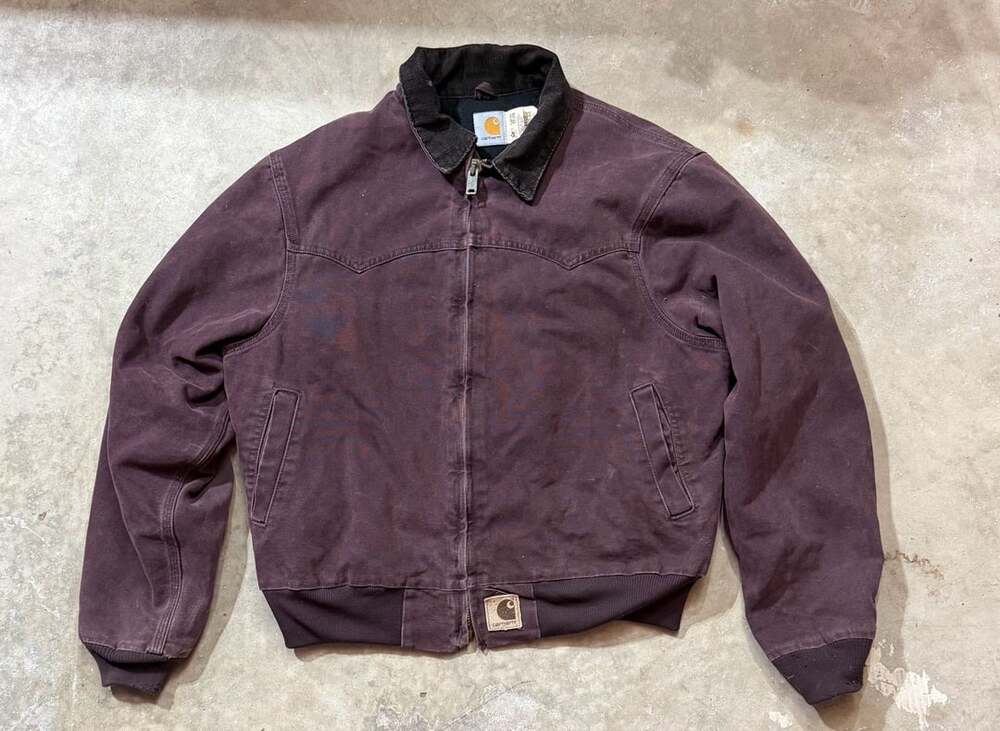 Vintage 90s Carhartt J14 BRG Santa Fe Burgundy Maroon Jacket Quilted Size Large